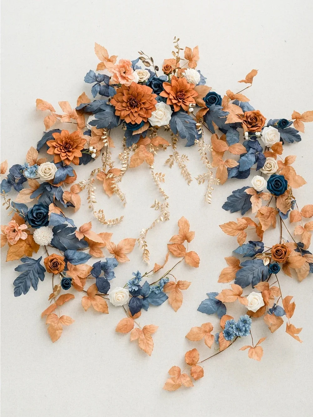 Wedding 9ft Floral Garland in Blue and Orange
